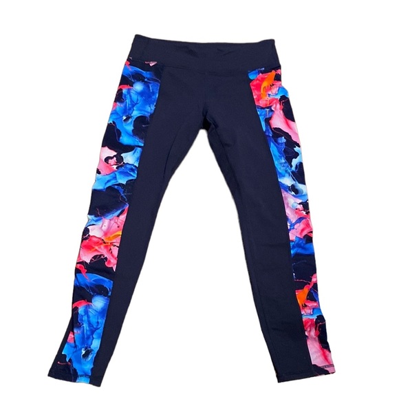 Athleta High Rise Superimpose Chaturanga Leggings Navy Blue Floral Size L - Picture 3 of 9